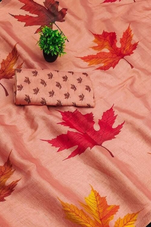 Georgette Saree with Maple Leaf Design