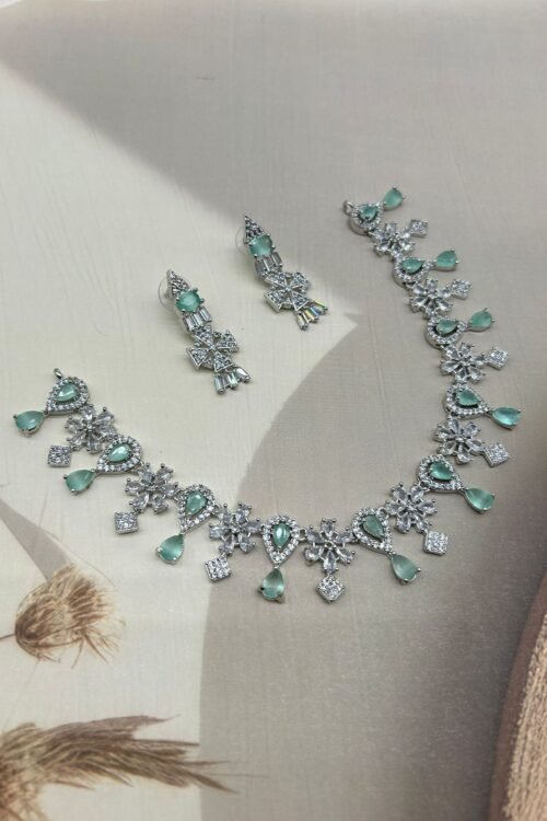 Unique AD Stone Neckless With Earings