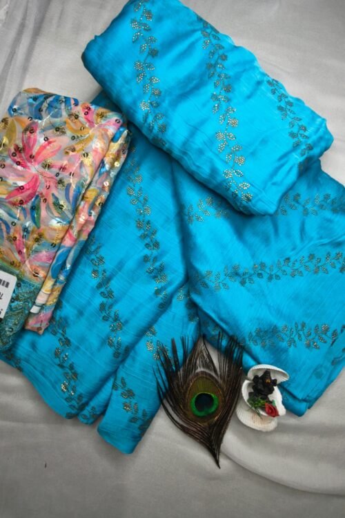 DESIGNER SAREE WITH WORK BLOUSE