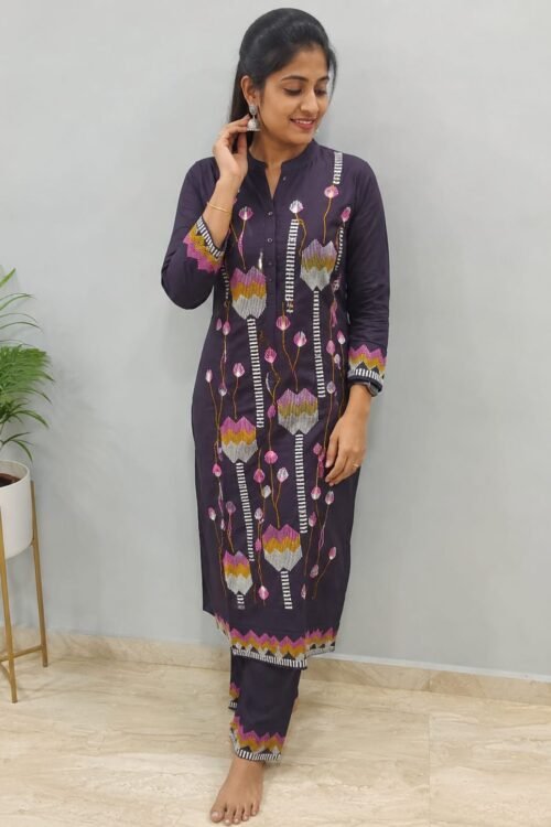 ✨ Embroidered Kurta Set ✨ * Elegant long kurta with full sleeves